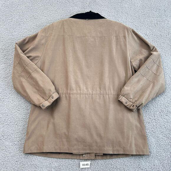 St. Johns Bay Jacket Womens XL Beige Black Collared Zip Up Snap Lined Pockets - Picture 10 of 10